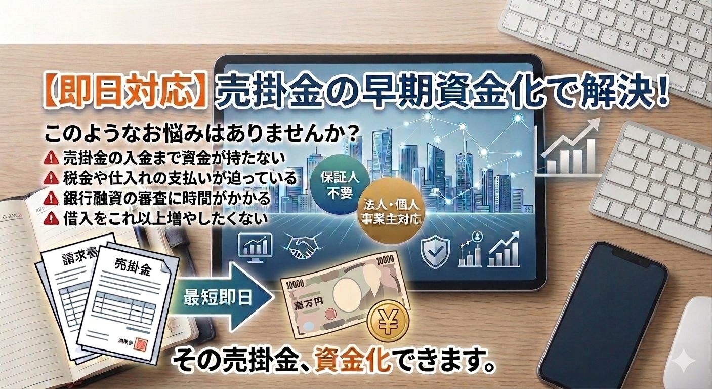 売掛金の早期資金化、即日対応可能